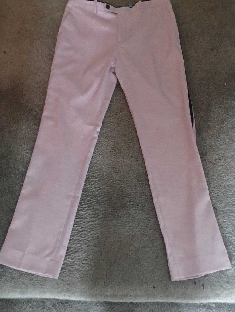 Paisley & Gray Light Pink Slim Fit Tuxedo Pants with Black Stripes, 30W/32L